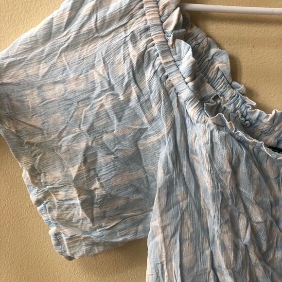 Torrid Light Blue Tie-Dye Gauze Crop Top & Drawstring Short Short Set - Picture 6 of 12